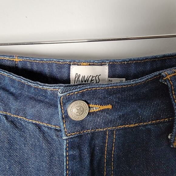 Princess Polly High Rise Straight Jeans Women 6 Dark Wash Recycled Cotton Eco - Picture 9 of 12